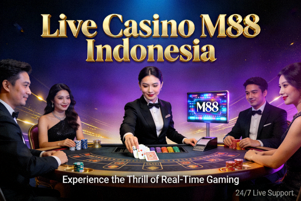 Ilustrasi suasana live casino online dengan dealer profesional